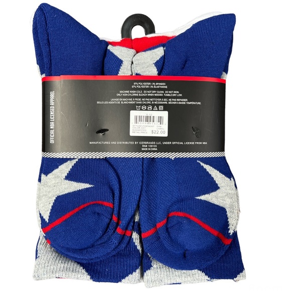 NBA Logoman Mens 6-12 Red White Blue Crew Sock NWT - Picture 3 of 7